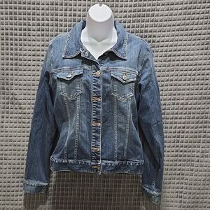 Y2K Denim Jean Blazer Jacket SzLg VTG Old Navy Fitted Western Cowgirl Grunge 90s
